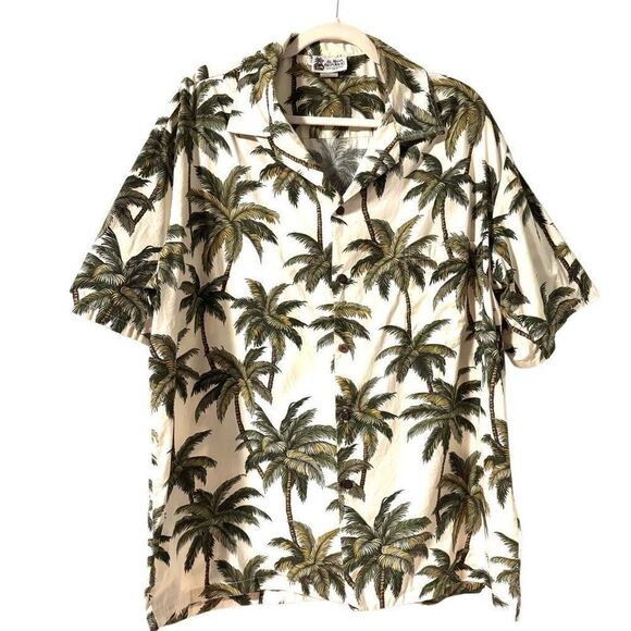 Aloha Republic Hawaiian shirt XL cotton palm tree print pocket short sleeve - Picture 1 of 8